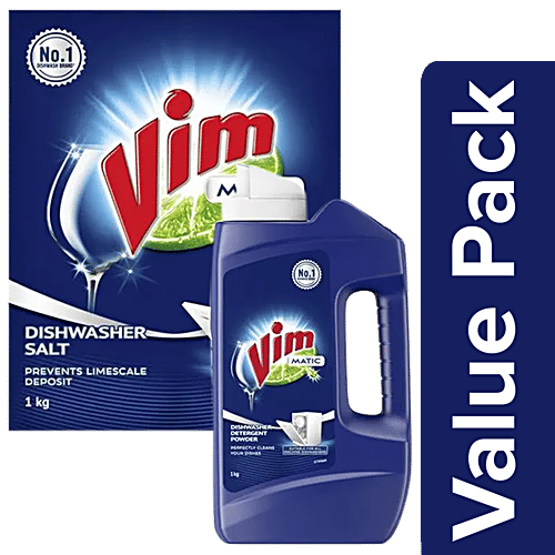 Buy Vim Matic Dishwasher Detergent Powder + Dishwash Salt (each of 1 kg