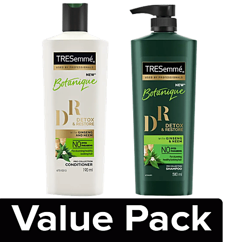 Tresemme Detox & Restore Shampoo 580 ml + Detox & Restore Conditoner 190 ml, Combo 2 Items