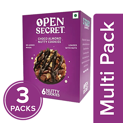 Open Secret Almond Cookies - Chocolate & Badam. Healthy biscuits- no added maida, 18 cookies, 3x75 g Multipack
