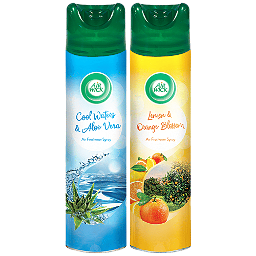Airwick Room Freshener Spray, Cool Water & Aloe Vera and Lemon & Orange Blossom, 245 ml each (Pack fo 2) 