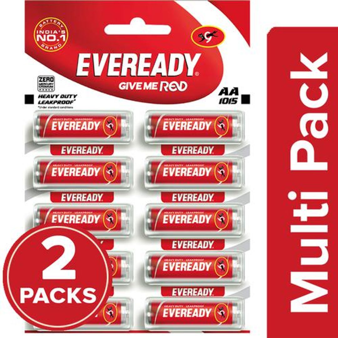 Eveready Carbon Zinc Battery Red HD AA 1015, 2 x 10 pcs Multipack