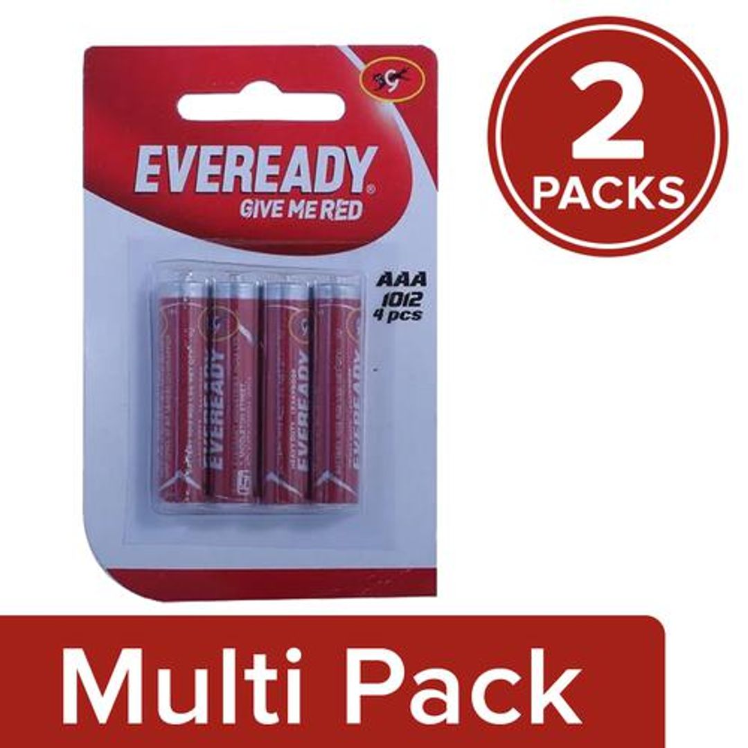 Eveready Carbon Zinc Battery Red AAA 1012, 2 x 4 pcs Multipack