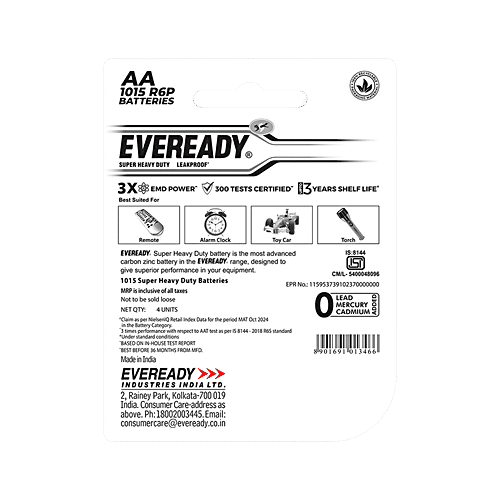 Eveready Carbon Zinc AA Battery, 2x4 pcs (Multipack)
