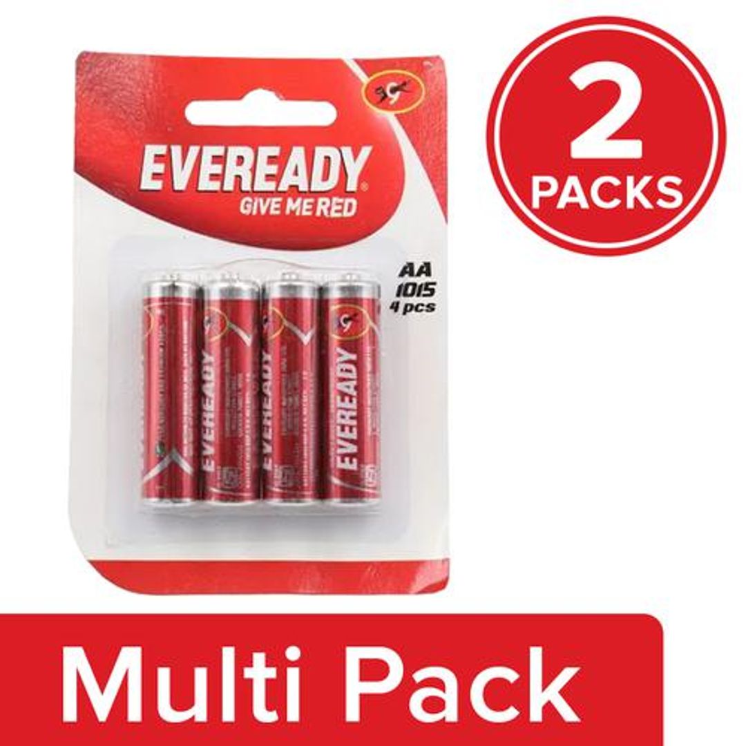 Eveready Carbon Zinc Battery Red AA 1015, 2 x 4 pcs Multipack