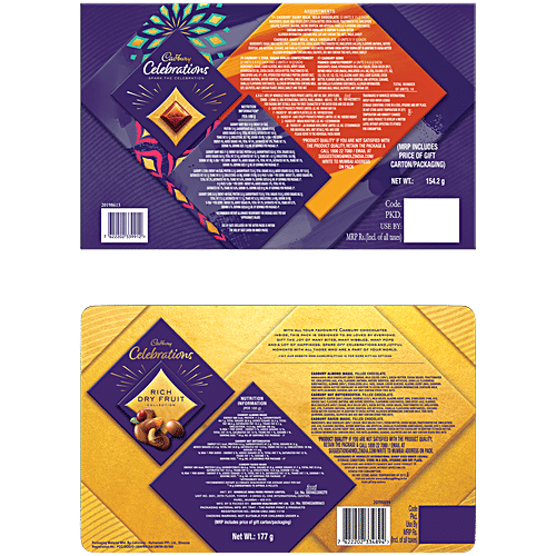 Cadbury Celebrations Assorted Chocolates, 154.2 g + Rich Dry Fruit Collection Chocolates, 177 g, Combo (2 Items)