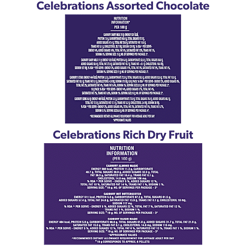 Cadbury Celebrations Assorted Chocolates, 154.2 g + Rich Dry Fruit Collection Chocolates, 177 g, Combo (2 Items)