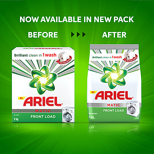 Buy Ariel Detergent Washing PowderMatic Front Load 2kg + Matic 3in1 PODs Detergent 357g