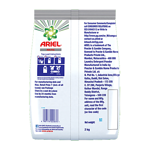Ariel Matic Top Load Detergent Powder 2 kg + 3-In-1 Pods Detergent 357 g, Combo 2 items 