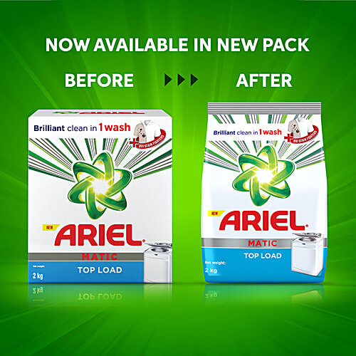 Ariel Matic Top Load Detergent Powder 2 kg + 3-In-1 Pods Detergent 357 g, Combo 2 items 