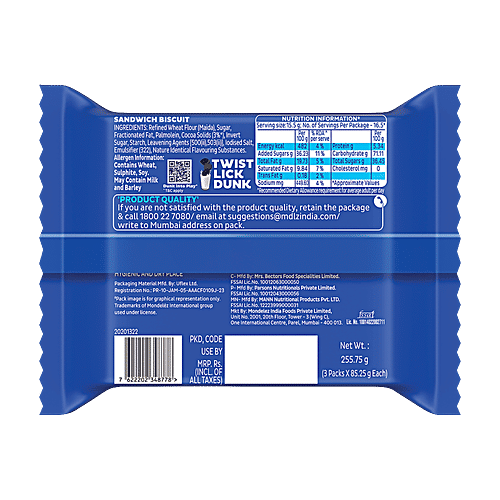 Cadbury Oreo Choco Creme Chocolatey Sandwich Biscuits, 2x255.75 g (Multipack)