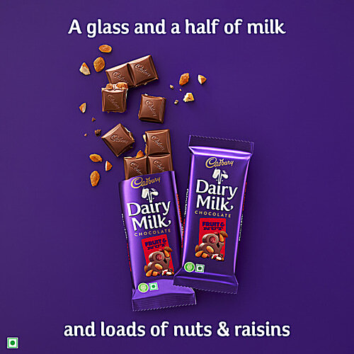 Cadbury Dairy Milk Fruit & Nut Chocolate Bar, 6x75 g (Multipack) Goodness of Crunchy Nuts & Dried Raisins, Sustainably Sourced Cocoa, Perfect for Gifting on Special Occasions