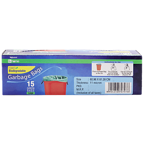 bb home Garbage Bags - Oxo Biodegradable Large, Green, 61x81 cm, 6x15 pcs Multipack disposables, dustbin bags