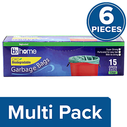 bb home Garbage Bags - Oxo Biodegradable Large, Green, 61x81 cm, 6x15 pcs Multipack disposables, dustbin bags