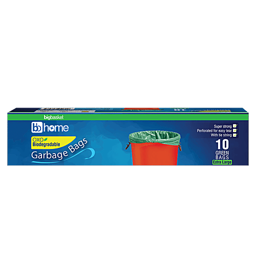 bb home Oxo-Biodegradable Garbage Bags - Xtra Large Green, 76x94 cm, 3x10 pcs Multipack disposables, dustbin bags