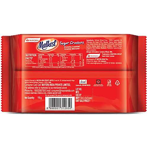 Malkist Sugar Crackers, 5x110 g Multipack 
