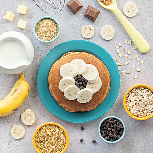 Slurrp Farm Banana Chocochip Pancake Mix - No Maida, Eggless Instant Healthy Breakfast, 3x150 g Multipack 