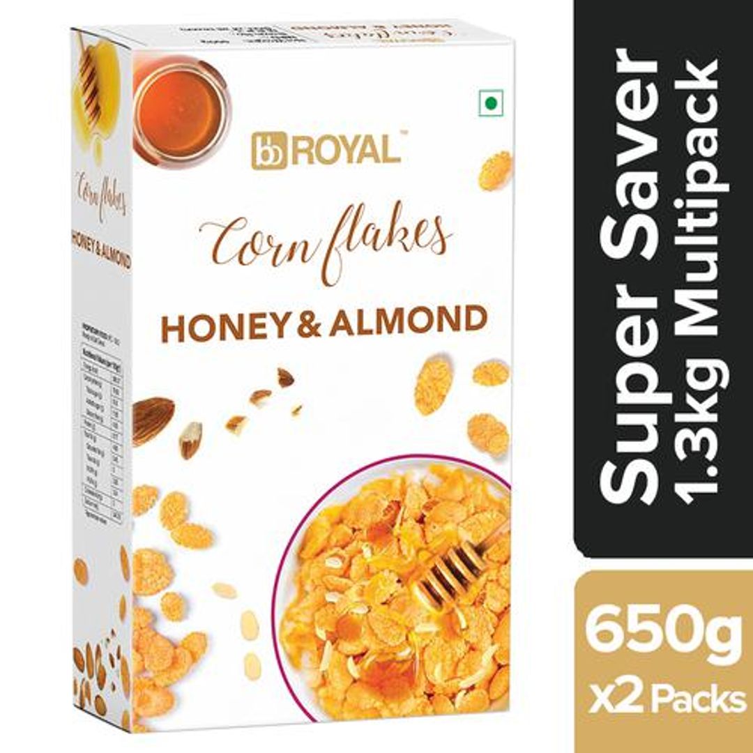 BB Royal Cornflakes With Real Almond & Honey, 2x650 g (Multipack)