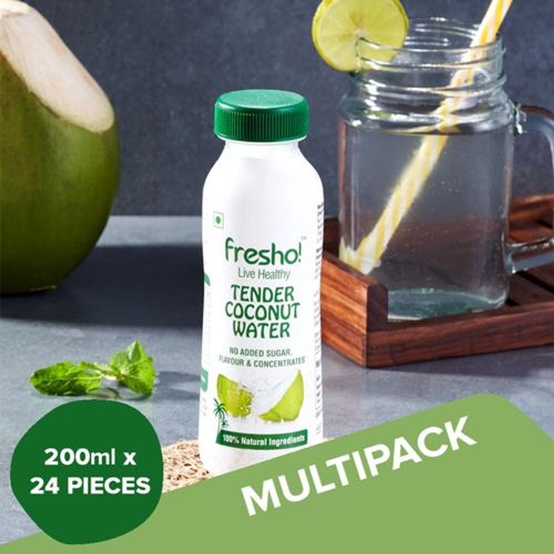Fresho Tender Coconut Water - No Added Sugar, Flavours, 24x200 ml (Multipack)