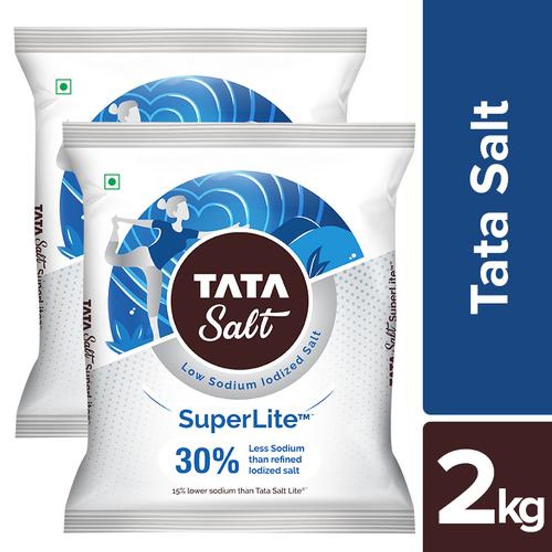 bb Combo Tata Salt Super Lite Iodized Salt - 30 % Less Sodium, 1 Kg (PACK OF 2), 2 x 1 Kg Multipack