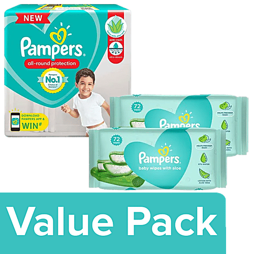 Pampers Diaper Pants XXXL 23 pcs + Baby Gentle Wet Wipes 72 pcs (Pack Of 2), Combo 2 Items