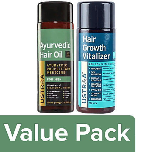 Buy Ustraa Hair Growth Vitalizer 100 ml + Ayurvedic Hair Oil 200 ml