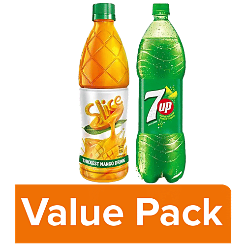Combo Slice Thickest Mango Drink, 600 ml + 7 Up Soft Drink, 1.5 L, Combo 2 Items