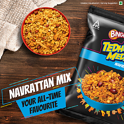Bingo! Tedhe Medhe - Navrattan Mix, Namkeen Mixture, 3x200 g Multipack