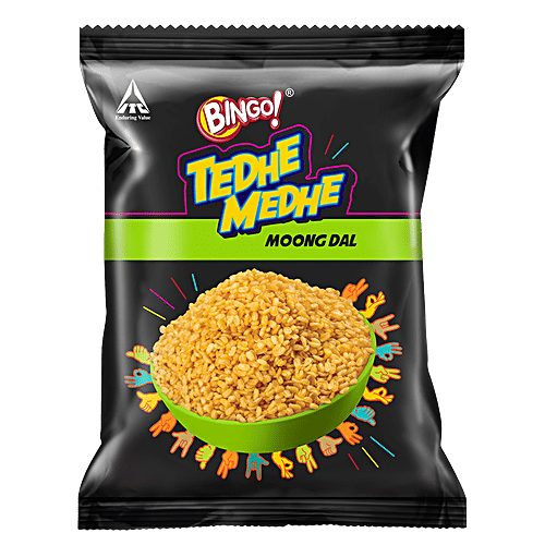 Bingo! Tedhe Medhe - Moong Dal, Namkeen Mixture, 3x200 g Multipack