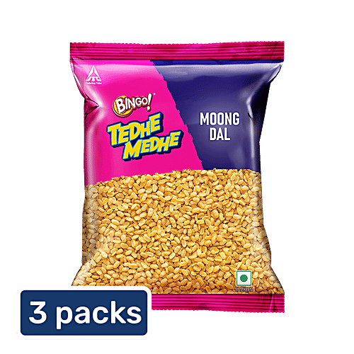 Bingo! Tedhe Medhe - Moong Dal, Namkeen Mixture, 3x200 g Multipack