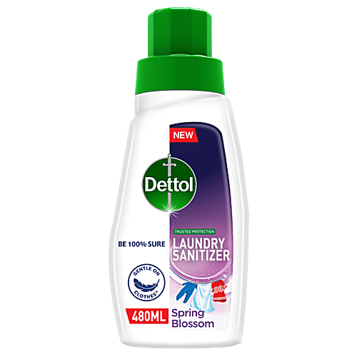 Dettol Laundry Sanitizer Removes Germs, Adds Freshness, For All Fabrics,Spring Blossom, 2 x 480 ml Multipack