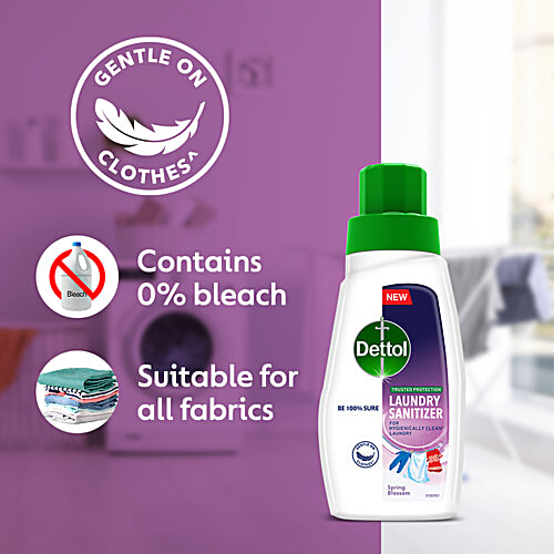 Dettol Laundry Sanitizer Removes Germs, Adds Freshness, For All Fabrics,Spring Blossom, 2 x 480 ml Multipack