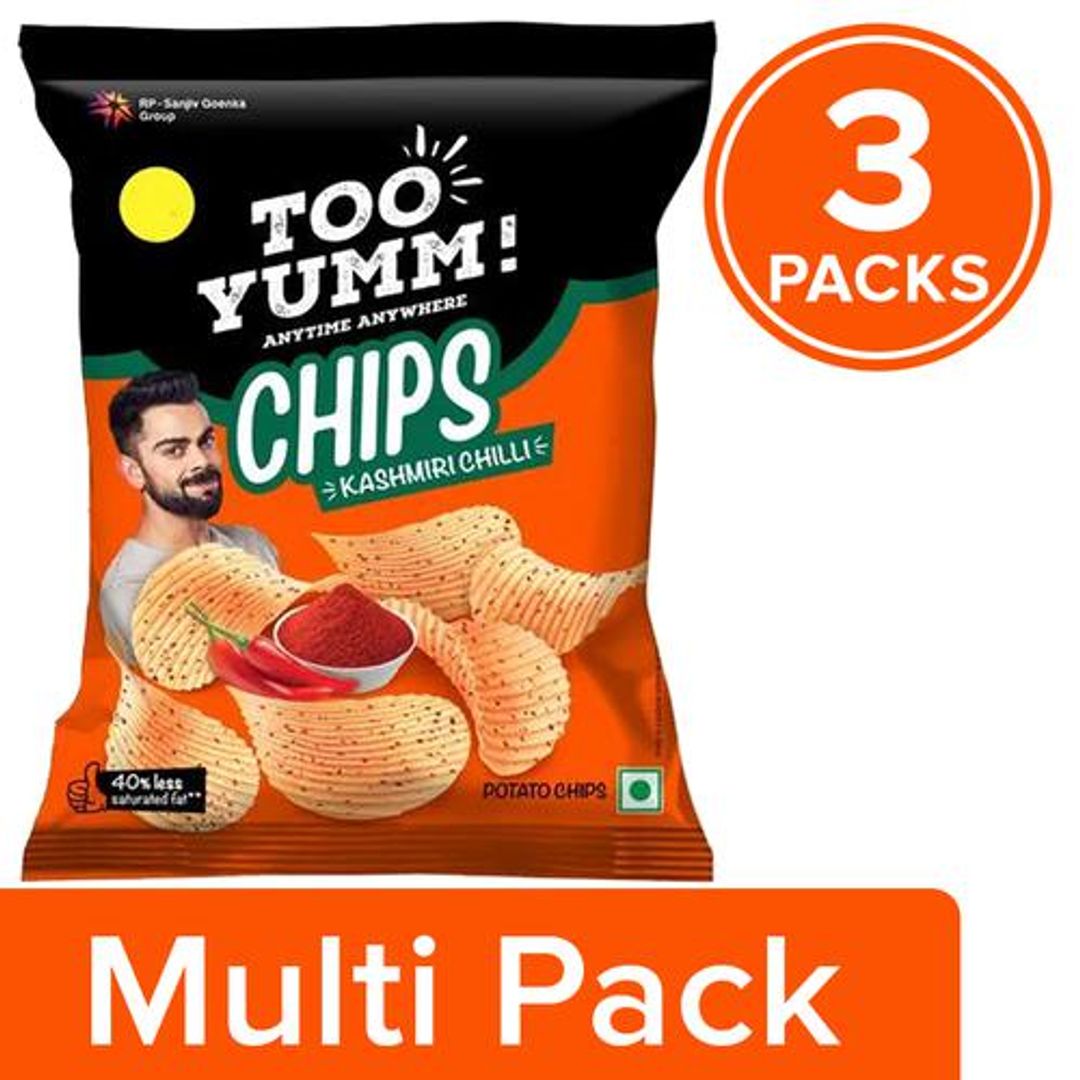 Too Yumm! Potato Chips - Kashmiri Chilli, 3x52 g Multipack