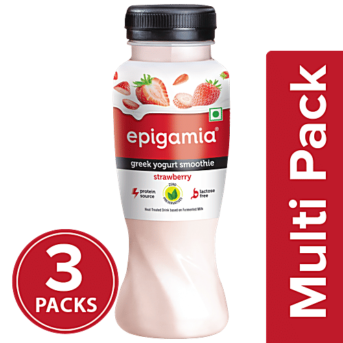 Epigamia  Greek Yogurt Smoothie - Strawberry, 3 x 180 ml Multipack 