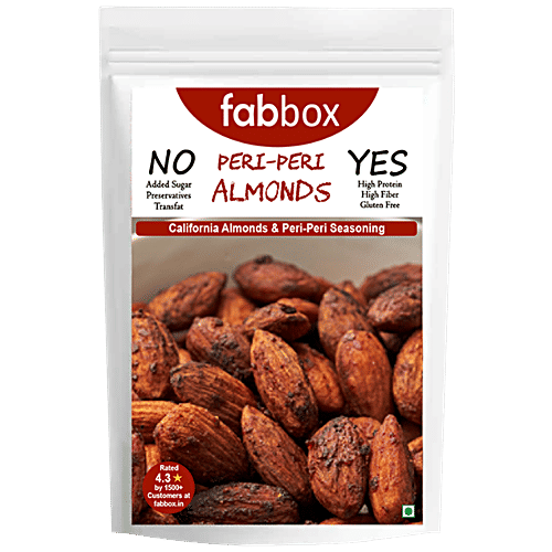 Fabbox Roasted Almonds - Peri Peri, Premium California Badam, Healthy Snack, Superfood, 2x70 g Multipack 