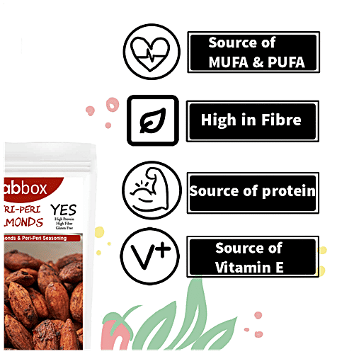 Fabbox Roasted Almonds - Peri Peri, Premium California Badam, Healthy Snack, Superfood, 2x70 g Multipack 