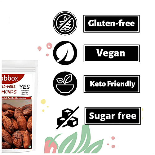 Fabbox Roasted Almonds - Peri Peri, Premium California Badam, Healthy Snack, Superfood, 2x70 g Multipack 