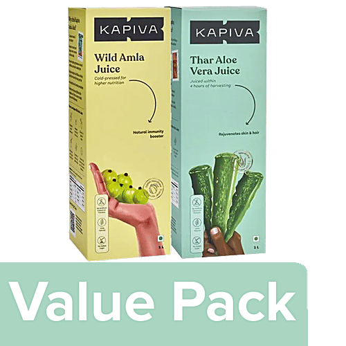 Buy Kapiva Amla Juice, 1 L + Aloe Vera Juice, 1 L Online at Best Price