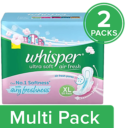 Buy Whisper Ultra Soft Air Fresh Sanitary Pads With Wider & Longer