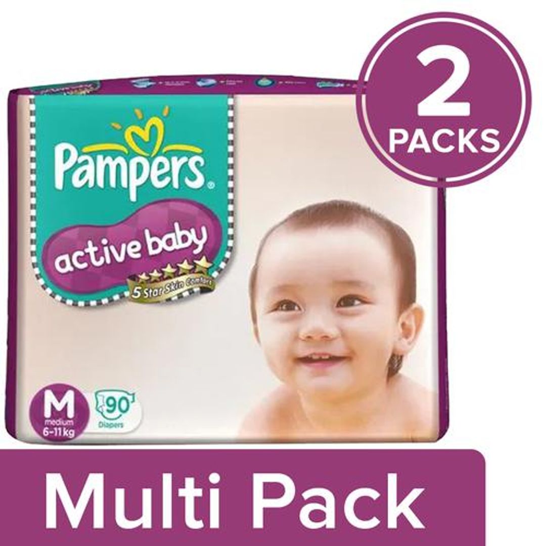 Pampers  Active Baby Diapers - Medium, 2x90 pcs (Multipack)