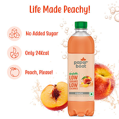 Paper Boat Zero Sparkling Water - Peach, 3 x 600 ml Multipack .