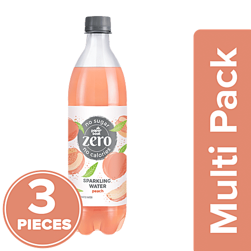Paper Boat Zero Sparkling Water - Peach, 3 x 600 ml Multipack .