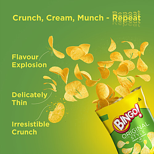 Bingo! Original Style Potato Chips - Cream & Onion, 6 x 43 g Multipack 
