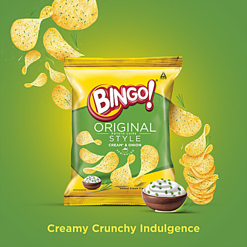 Bingo! Original Style Potato Chips - Cream & Onion, 6 x 43 g Multipack 