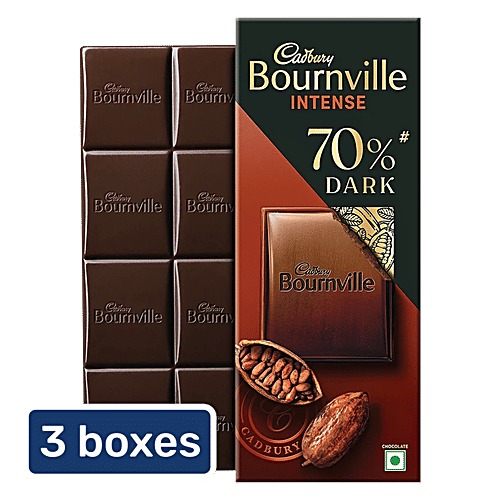 Cadbury Bournville Rich Cocoa 70% Dark Chocolate Bar, 3x75 g (Multipack) 