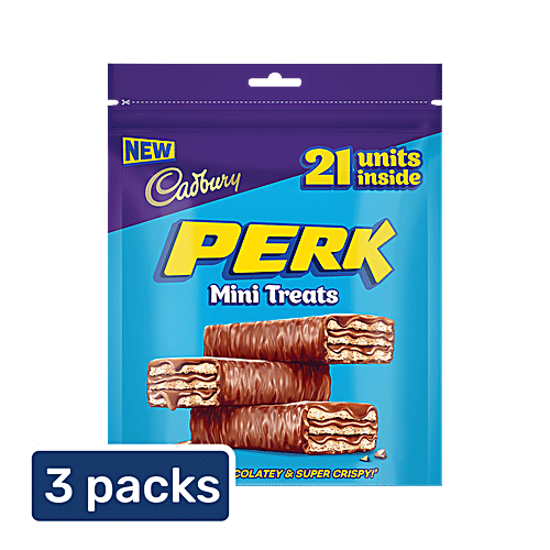 Cadbury Perk Mini Treats Chocolate Coated Wafer Bars, 3x115.5 g (Multipack)