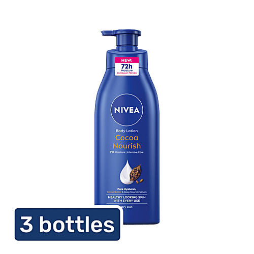 Nivea Cocoa Nourish Body Lotion For Very Dry Skin - With Coconut Oil & Cocoa Butter, 3x400 ml (Multipack)