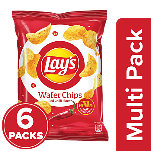 Lay's Red Chilli Flavour Wafer Chips, 6x23 g Multipack 