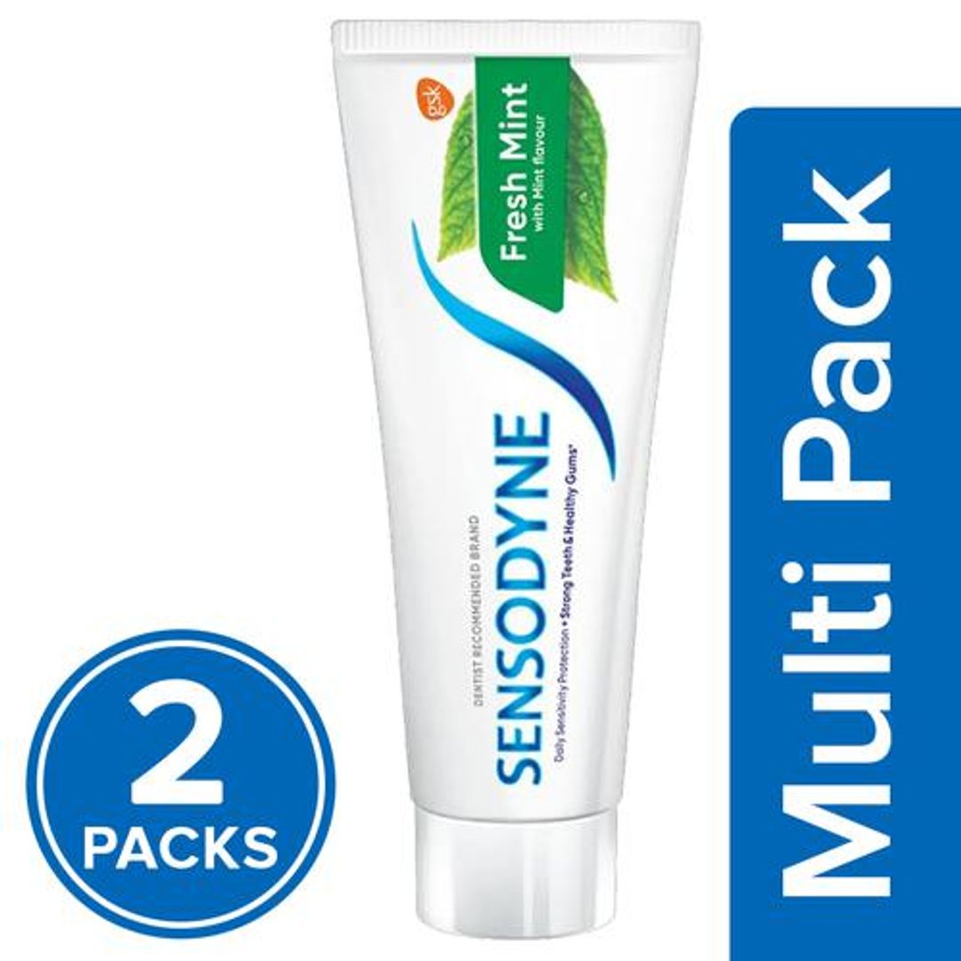 Sensodyne Fresh Mint Sensitive Toothpaste - For Strong Teeth & Healthy Gums, 2x150 g (Multipack)