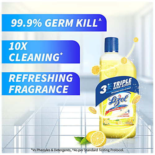 Lizol Disinfectant Surface & Floor Cleaner Liquid Floral 2 L + Citrus 500 ml, Combo 2 Items 