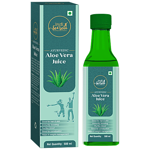 indiSecrets Aloe Vera Juice + Amla Juice + Giloy Tulsi Juice + Wheatgrass Juice - 500 ml, Combo 4 Items 